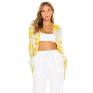 Lovers and Friends Whitney Beach Shirt, Maize Yellow Tie Dye Size M